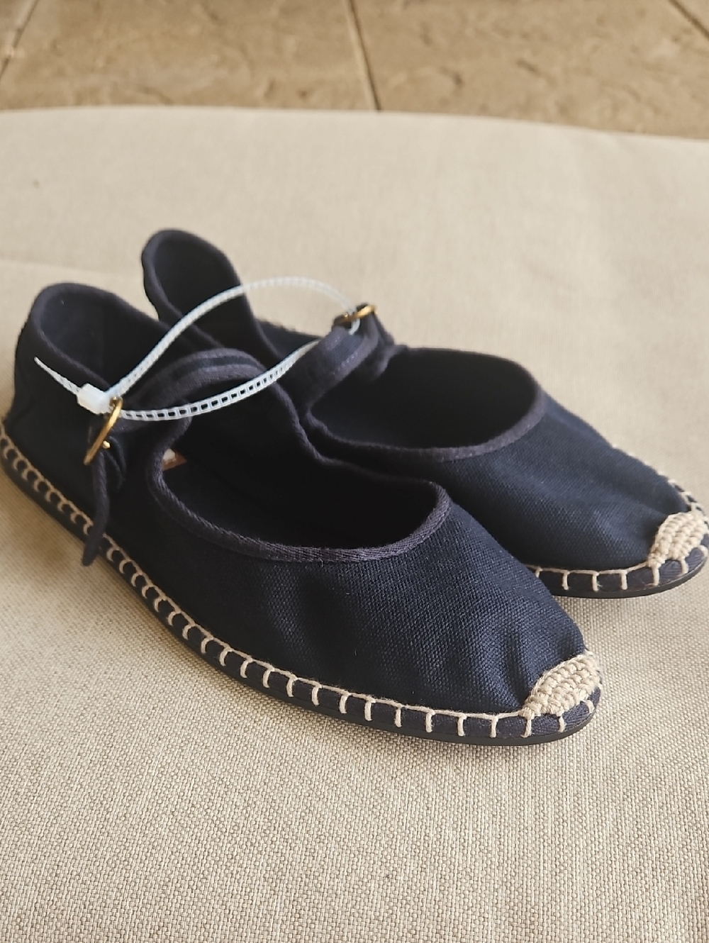 Polo Ralph Lauren Mary Jane  Espadrille Flats Textile Upper Leather Soul Navy 8